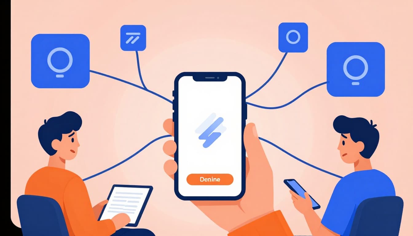 Modern illustration of a busy digital payment server overwhelmed during peak shopping hours, with fraying connections and a frustrated shopper holding phone displaying a decline notification.